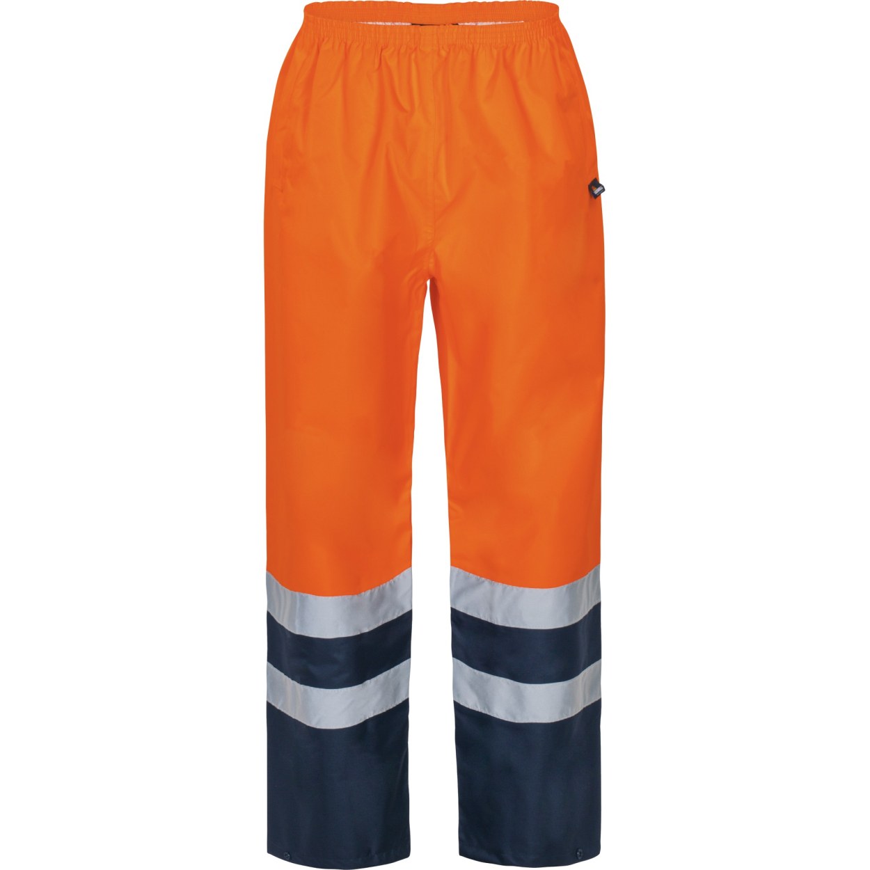 Vizwell Warnschutz-Regenhose VWJK64 in Leuchtorange-Marine – Vorderansicht