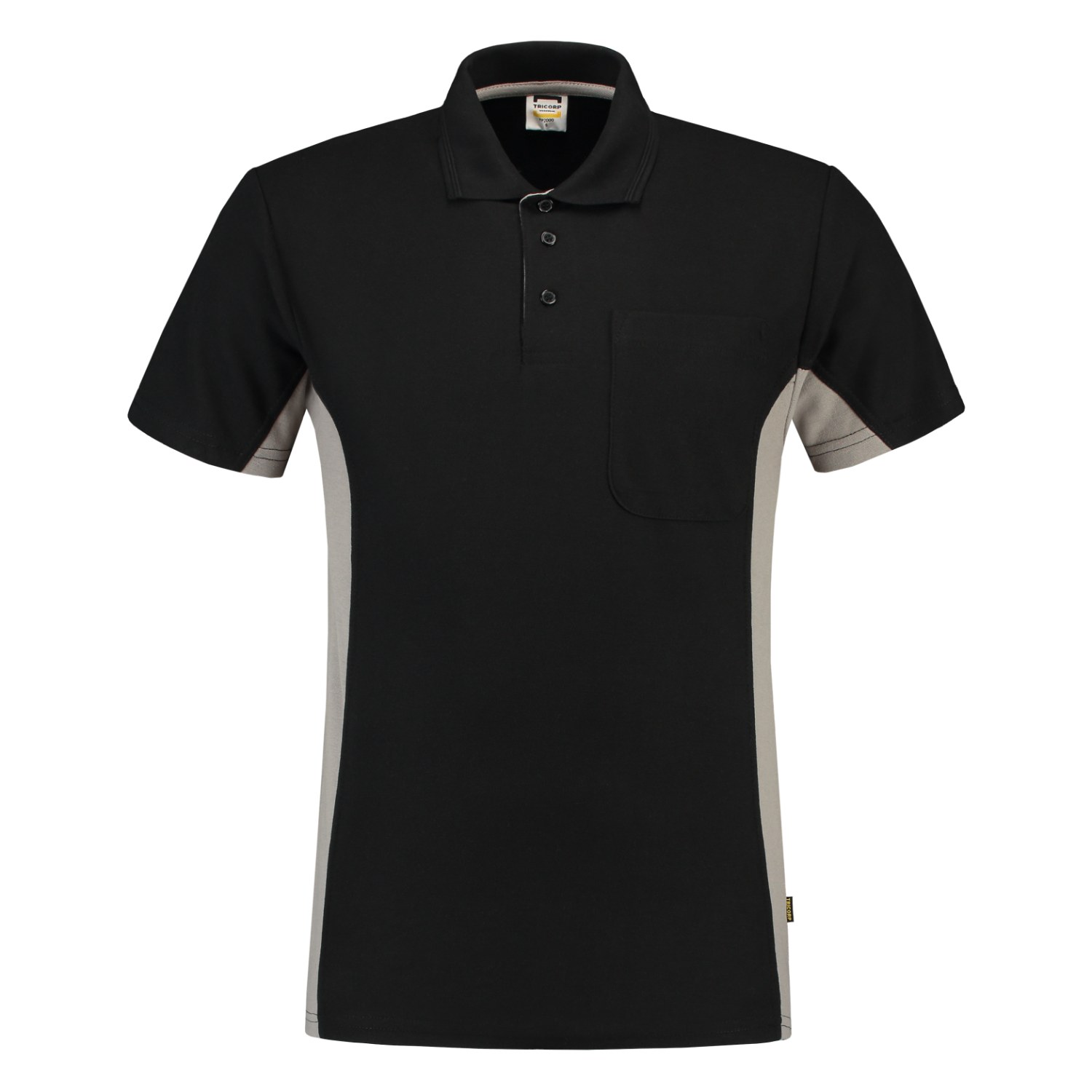 TRICORP Poloshirt Bicolor Brusttasche in Black-Grey – Vorderansicht
