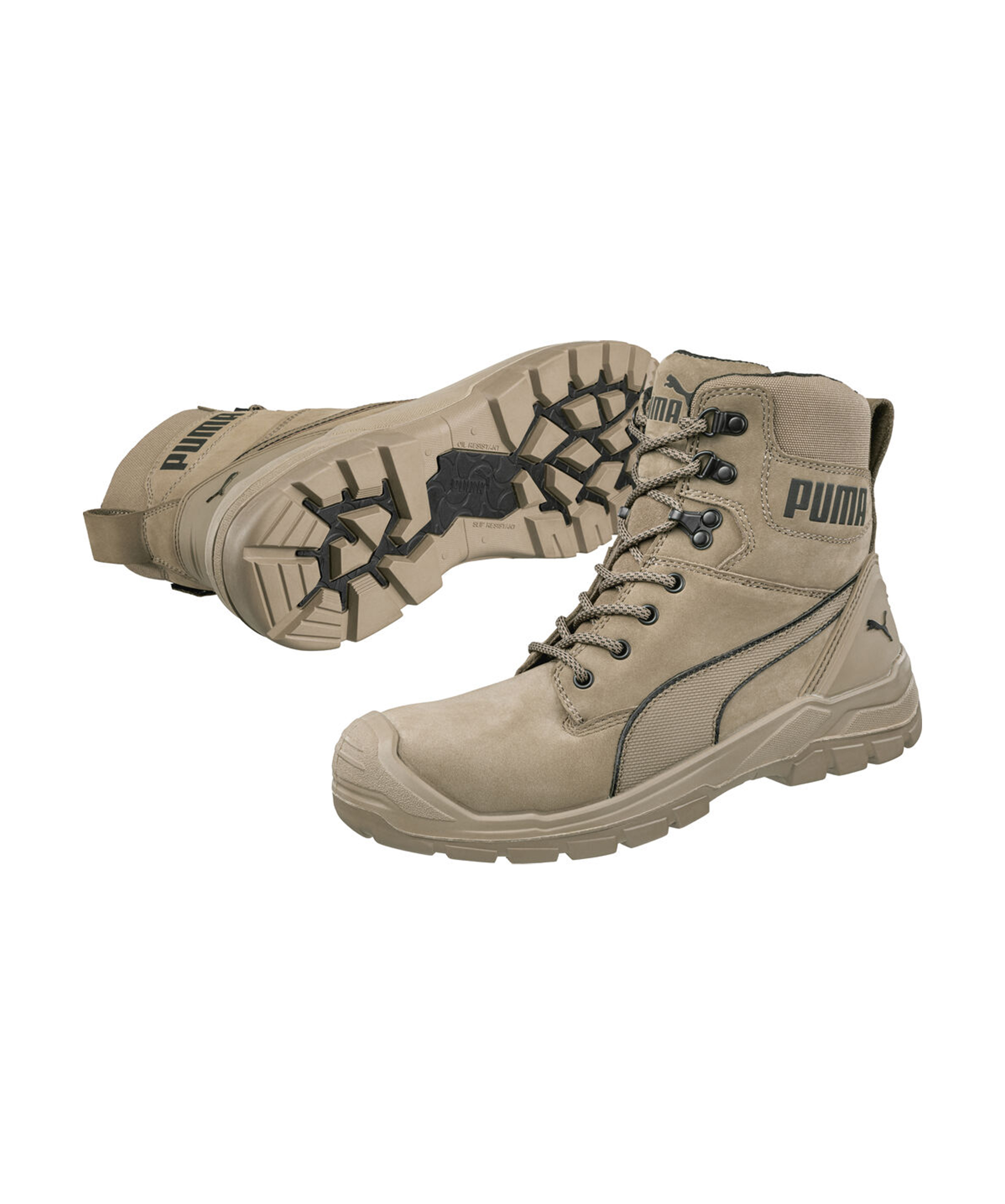 PUMA SAFETY Conquest Stone S3S in Khaki – Vorderansicht