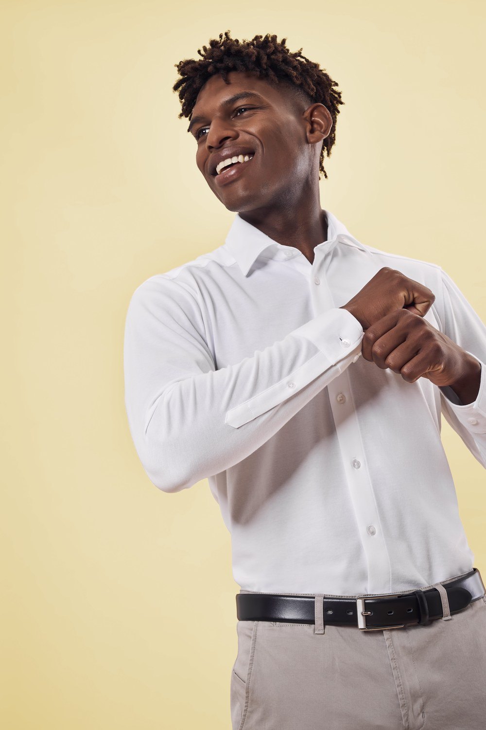 Greiff Herren-Jerseyhemd 1/1 RF Casual in Weiß – Modellansicht