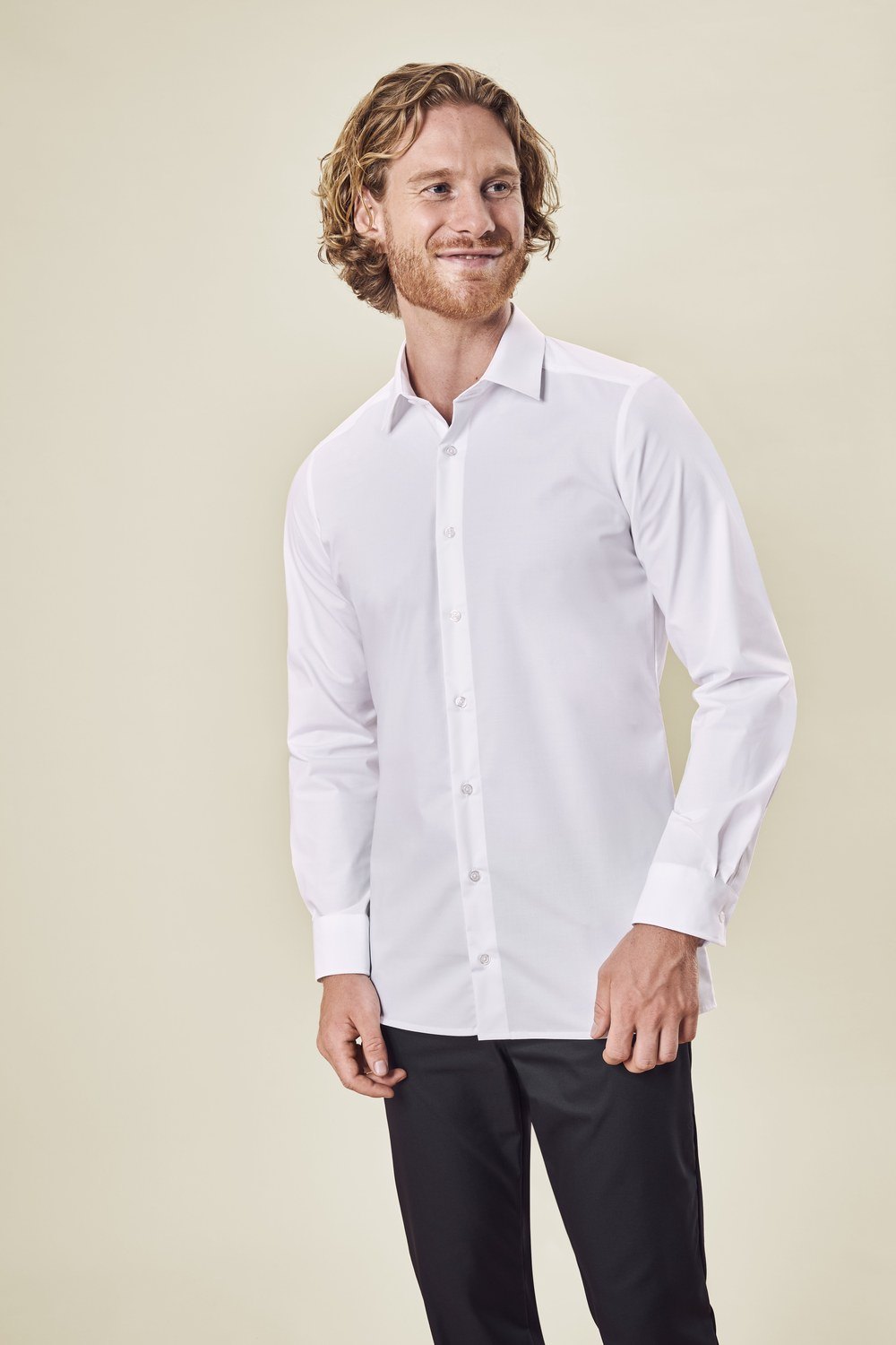 Greiff Herren-Hemd 1/1 SF Basic in Weiß – Modellansicht