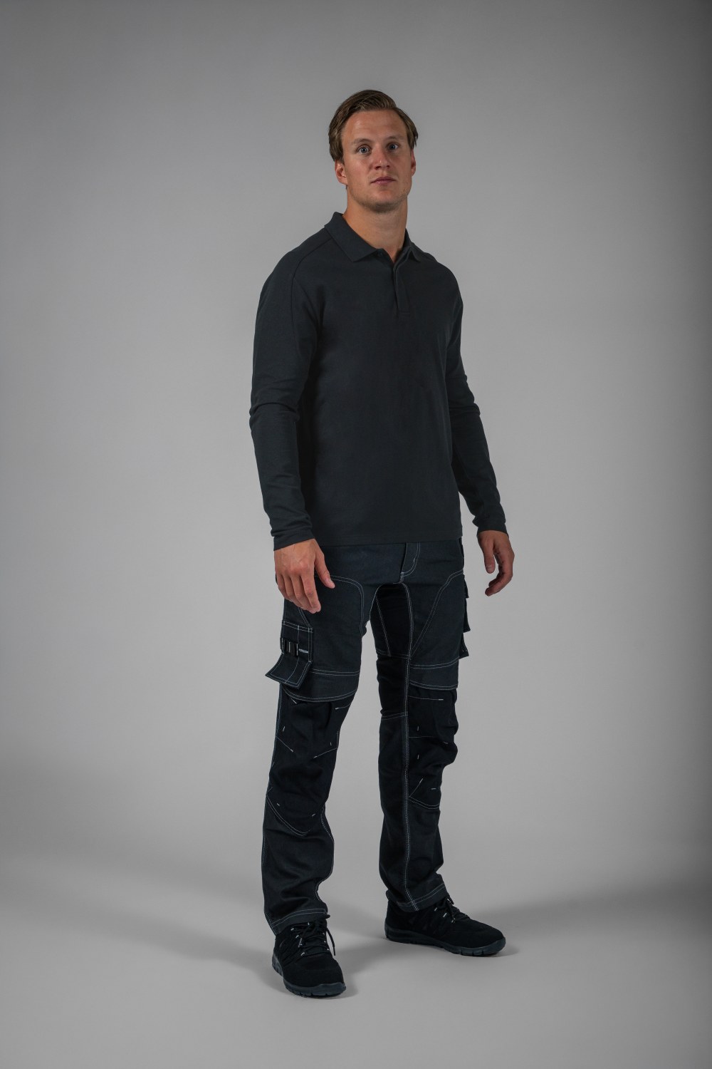 TRICORP Poloshirt Langarm Redefined in Anthracite – Modellansicht