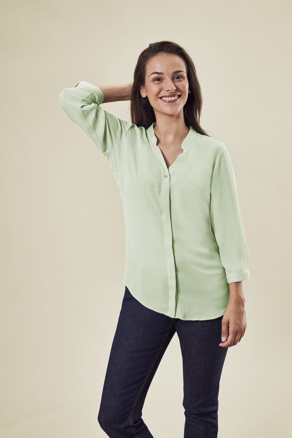 Greiff Chiffon-Bluse 3/4 RF in Mint – Modellansicht