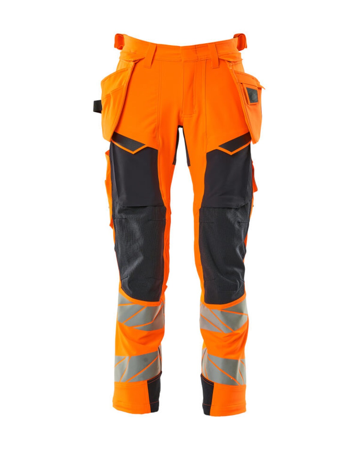 MASCOT Accelerate Safe Hose mit Hängetaschen in Hi-Vis Orange/Schwarzblau – Vorderansicht
