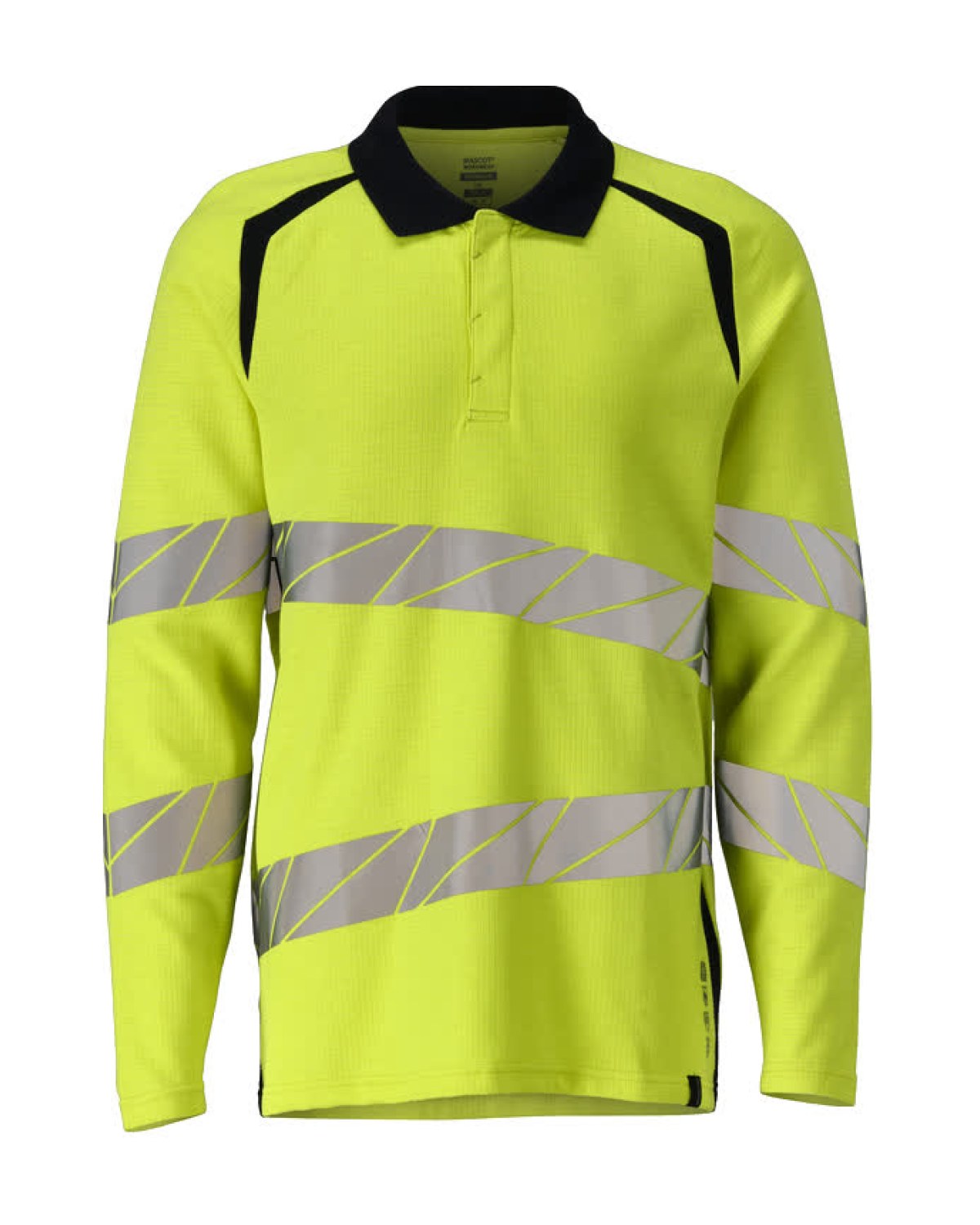 MASCOT Accelerate Multisafe Polo-Shirt, Langarm in Hi-Vis Gelb/Schwarzblau – Vorderansicht