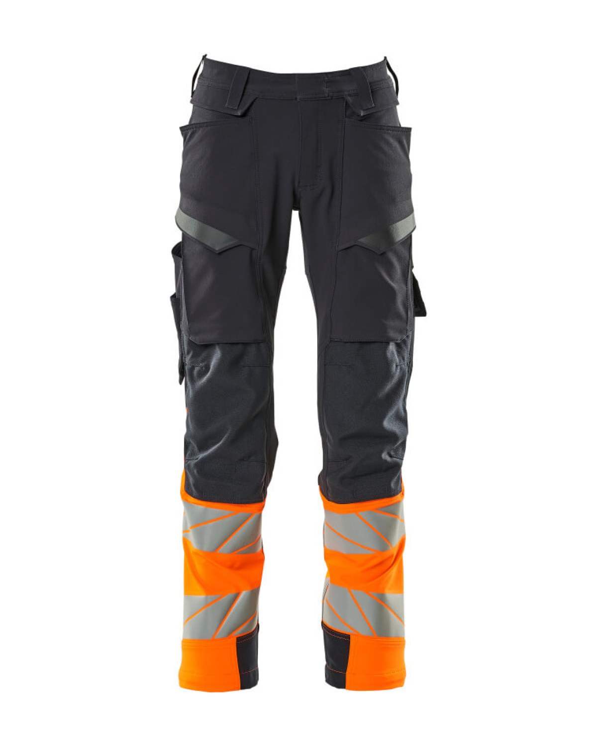 MASCOT Accelerate Safe Hose mit Knietaschen in Schwarzblau/Hi-Vis Orange – Vorderansicht