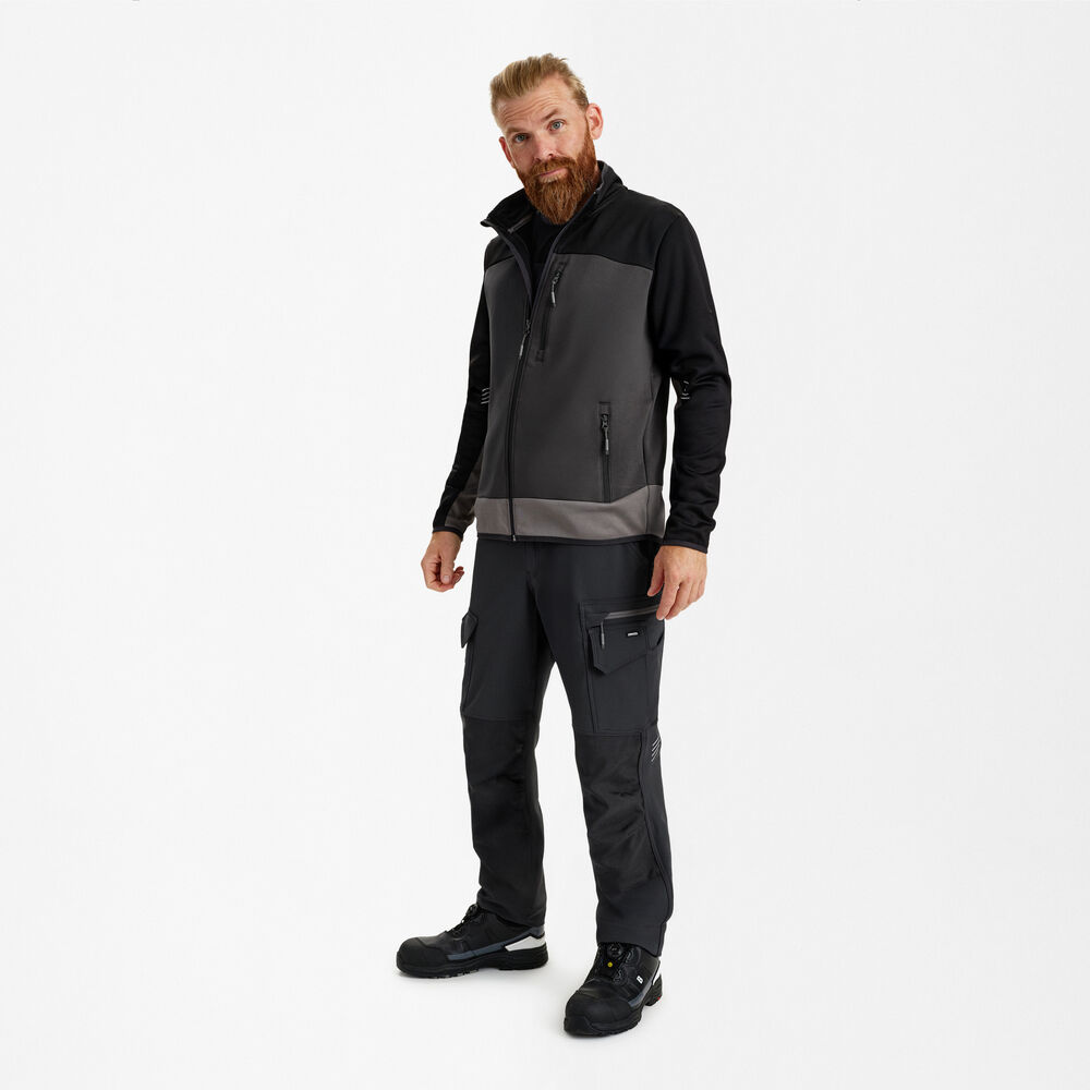 ENGEL Entire 8327-238 Midlayer-Cardigan in Anthrazitgrau/Schwarz – Modellansicht