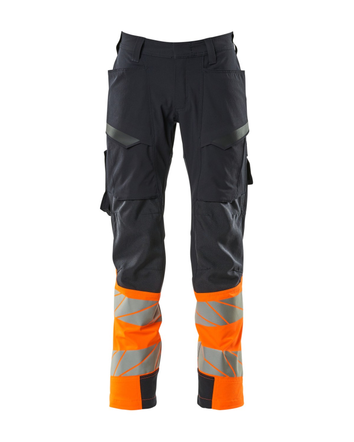 MASCOT Accelerate Safe Hose mit Schenkeltaschen in Schwarzblau/Hi-Vis Orange – Vorderansicht
