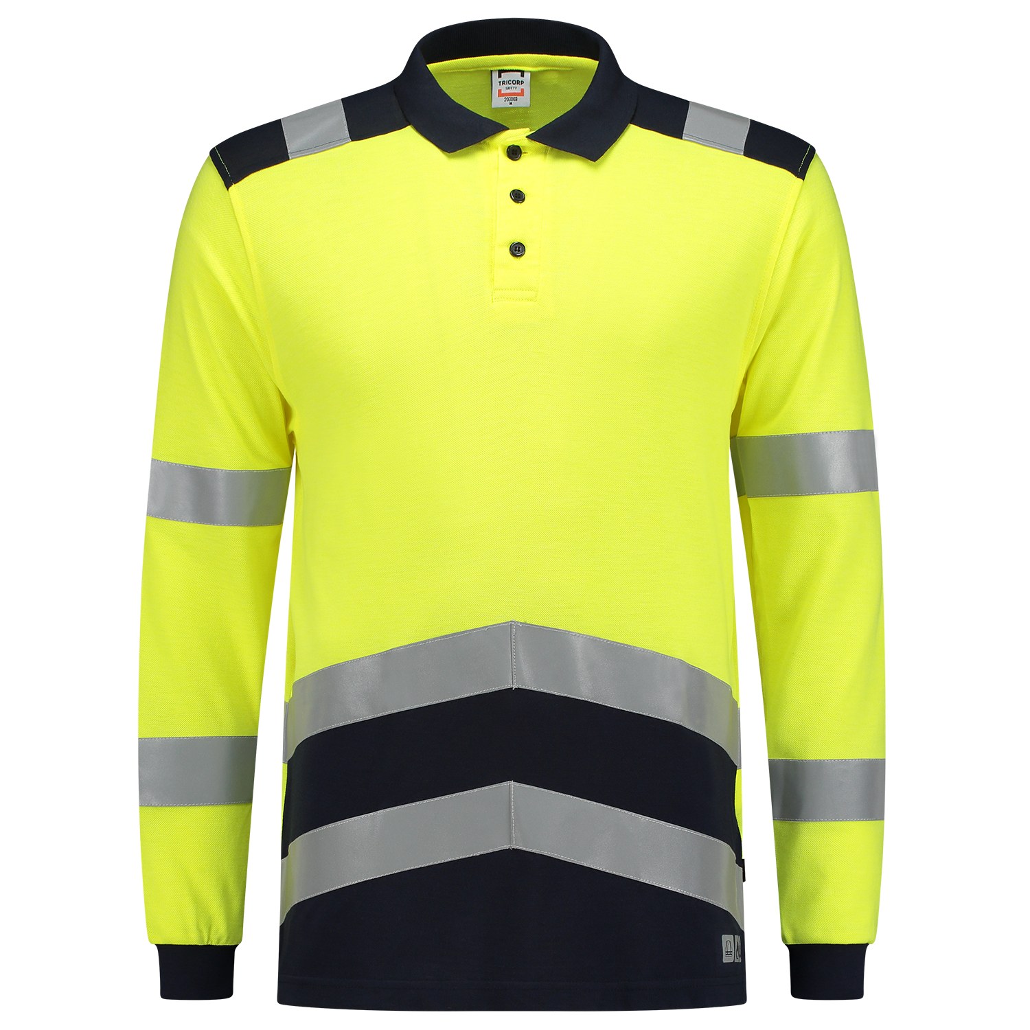 TRICORP Poloshirt Multinorm Bicolor in Fluoryellow-Ink – Vorderansicht