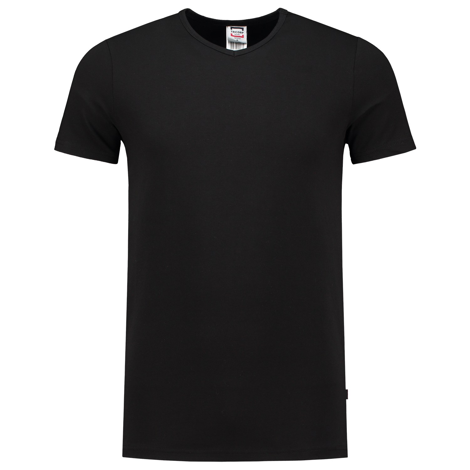 TRICORP T-Shirt Elasthan Fitted V-Ausschnitt in Black – Vorderansicht