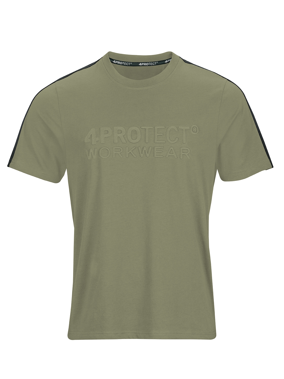 4PROTECT® Brand-T-Shirt in Olive/Schwarz – Vorderansicht