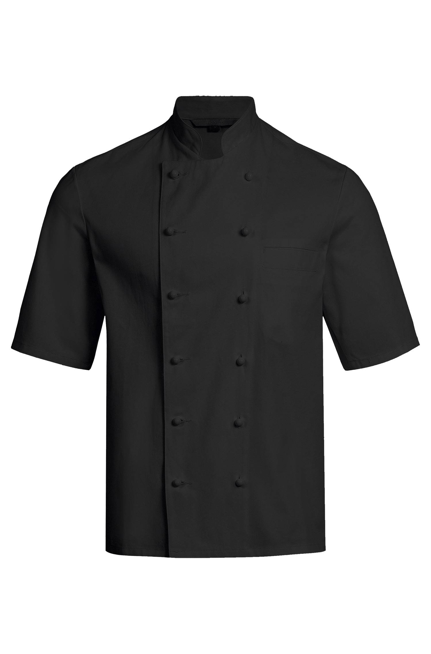 Greiff Herren-Kochjacke 1/2 RF in Schwarz – Vorderansicht