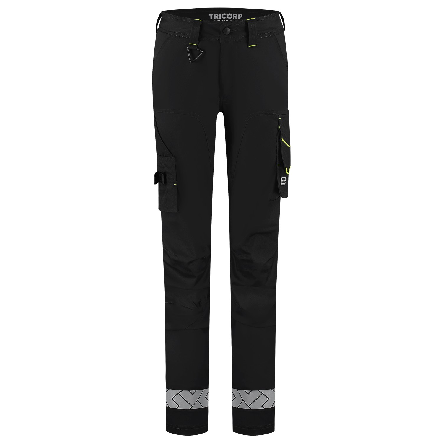 TRICORP Arbeitshose Funktionelle Stretch Reflective Redefined Damen in Black-Fluoryellow – Vorderansicht