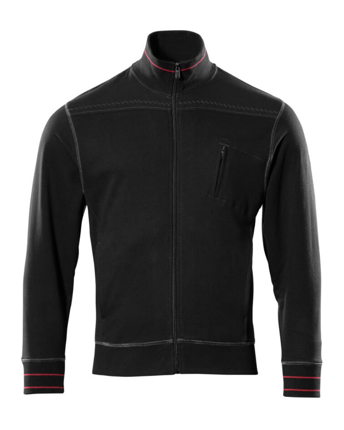 MASCOT Chania Sweatshirt mit Reißverschluss in Schwarz – Vorderansicht