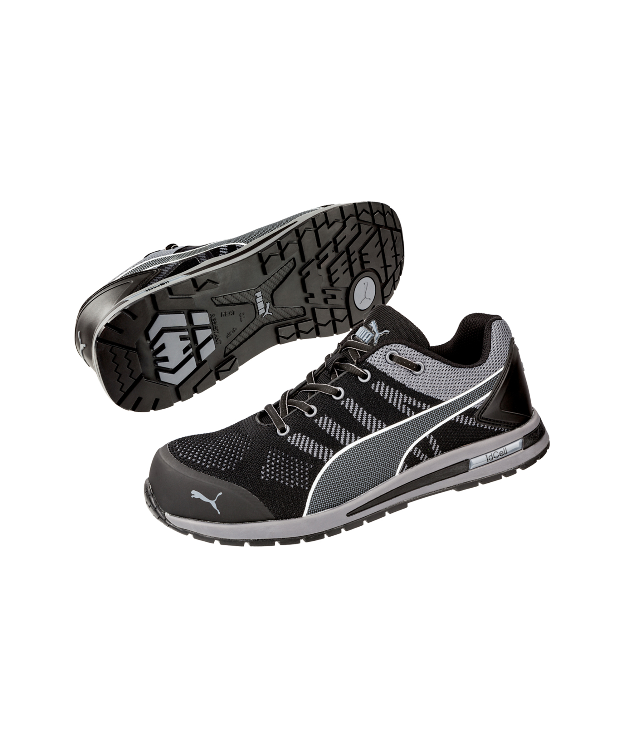 PUMA SAFETY Elevate Knit Low S1PS in Schwarz/Grau – Vorderansicht