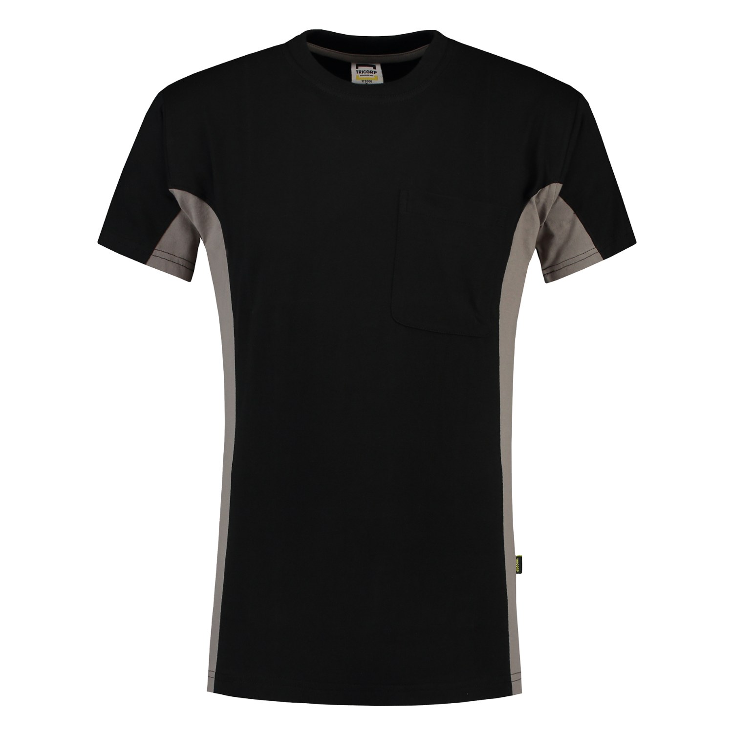 TRICORP T-Shirt Bicolor Brusttasche in Black-Grey – Vorderansicht