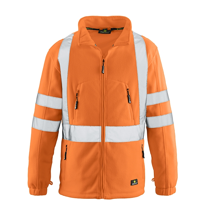 4PROTECT® Warnschutz-Fleecejacke SEATTLE in Leuchtorange – Vorderansicht