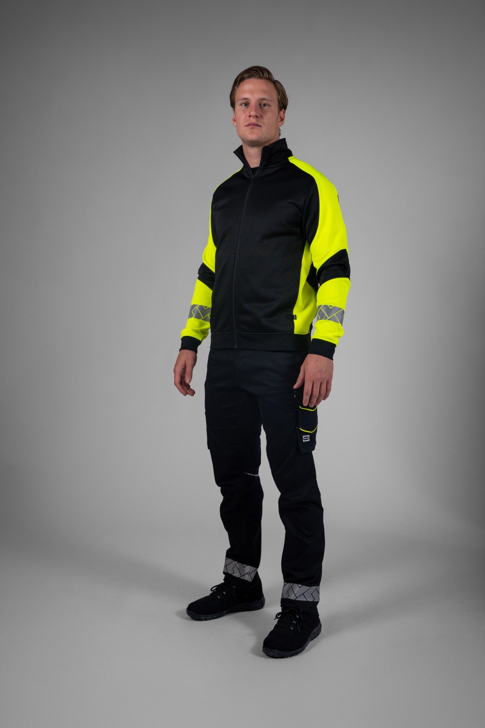 TRICORP Sweatjacke Reflective Redefined in Black-Fluoryellow – Modellansicht