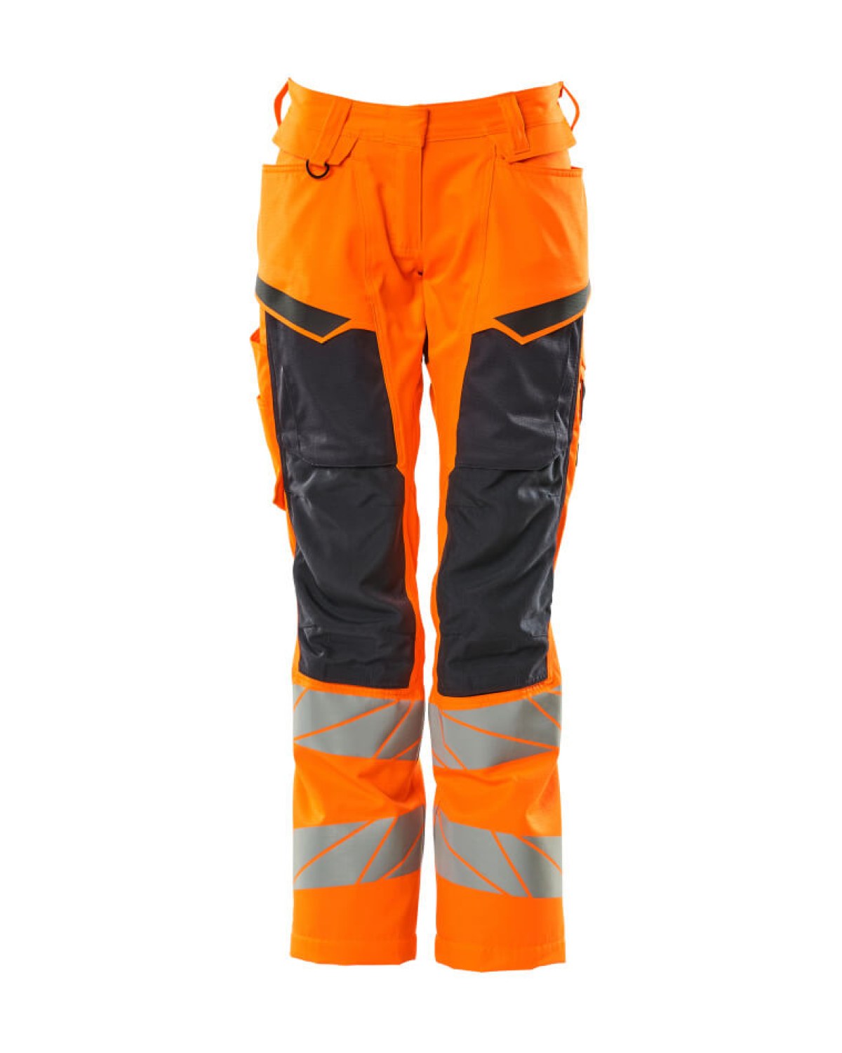 MASCOT Accelerate Safe Hose mit Knietaschen (Damen) in Hi-Vis Orange/Schwarzblau – Vorderansicht