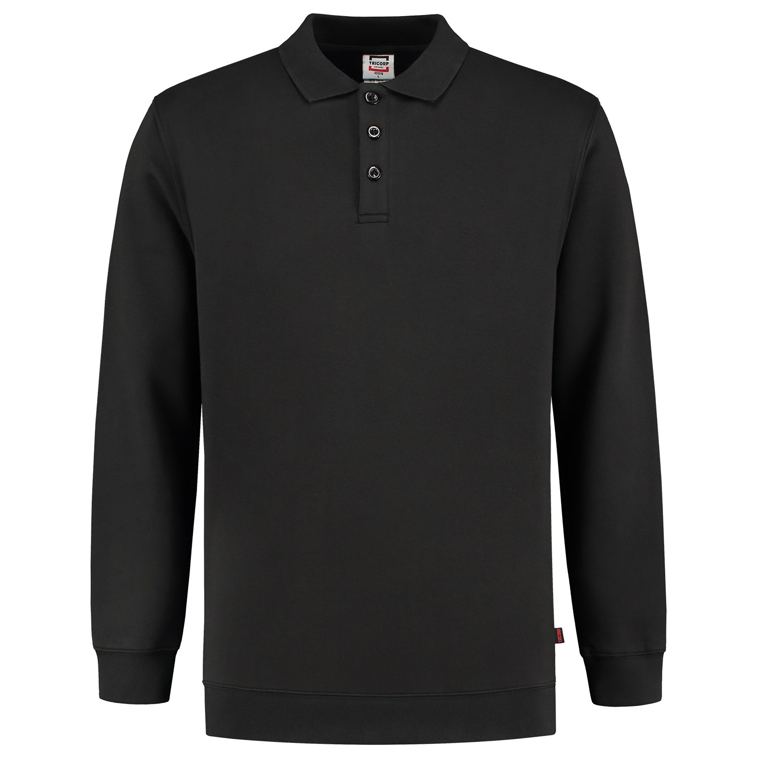 TRICORP Sweatshirt Polokragen Bund Waschbar 60°C in Black – Vorderansicht