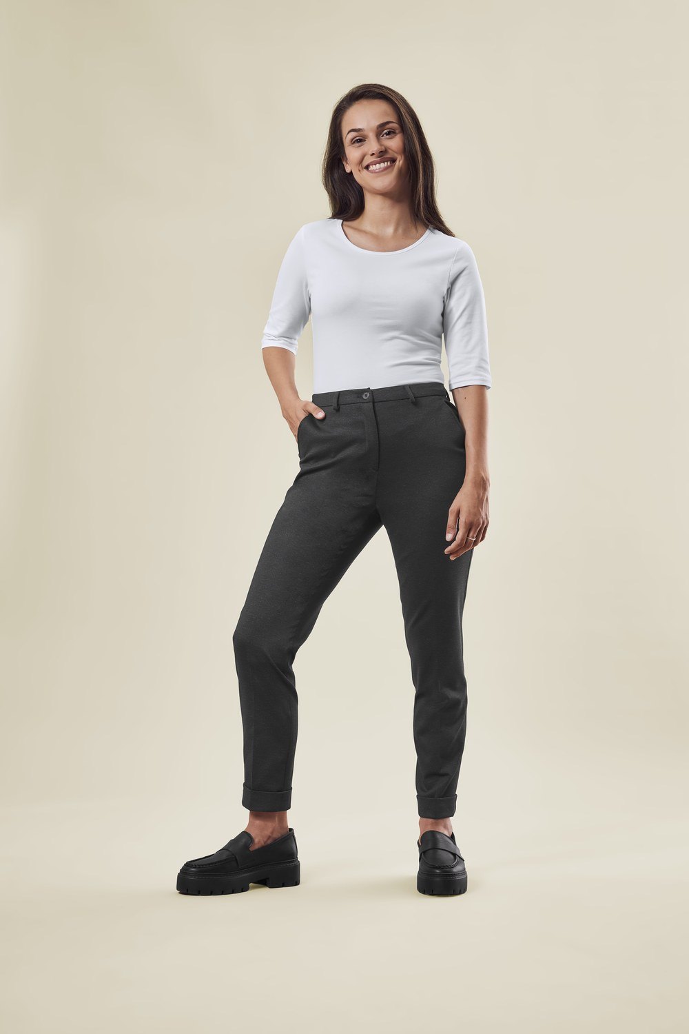 Greiff Damen-Jerseyhose RF Casual in Anthrazit Meliert – Modellansicht