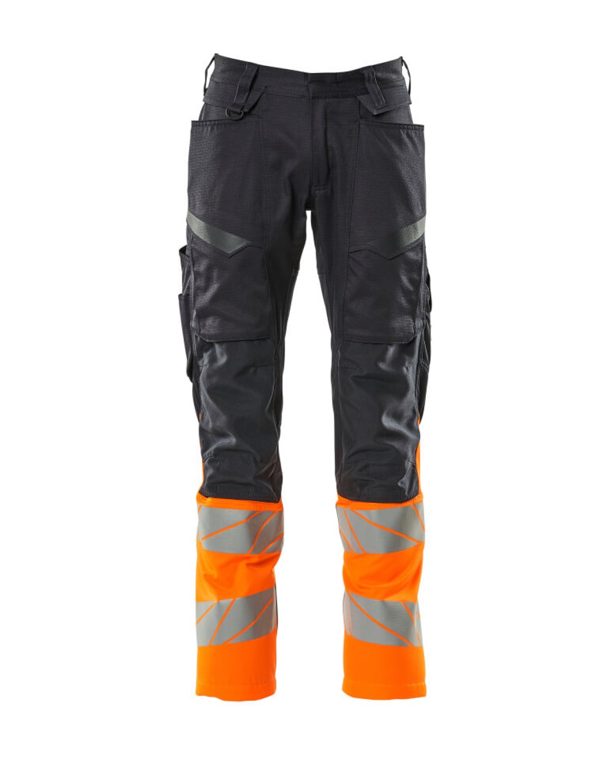 MASCOT Accelerate Safe Hose mit Knietaschen in Schwarzblau/Hi-Vis Orange – Vorderansicht