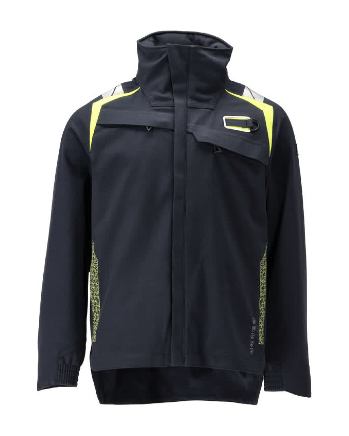 MASCOT Accelerate Multisafe Hardshelljacke in Schwarzblau/Hi-Vis Gelb – Vorderansicht