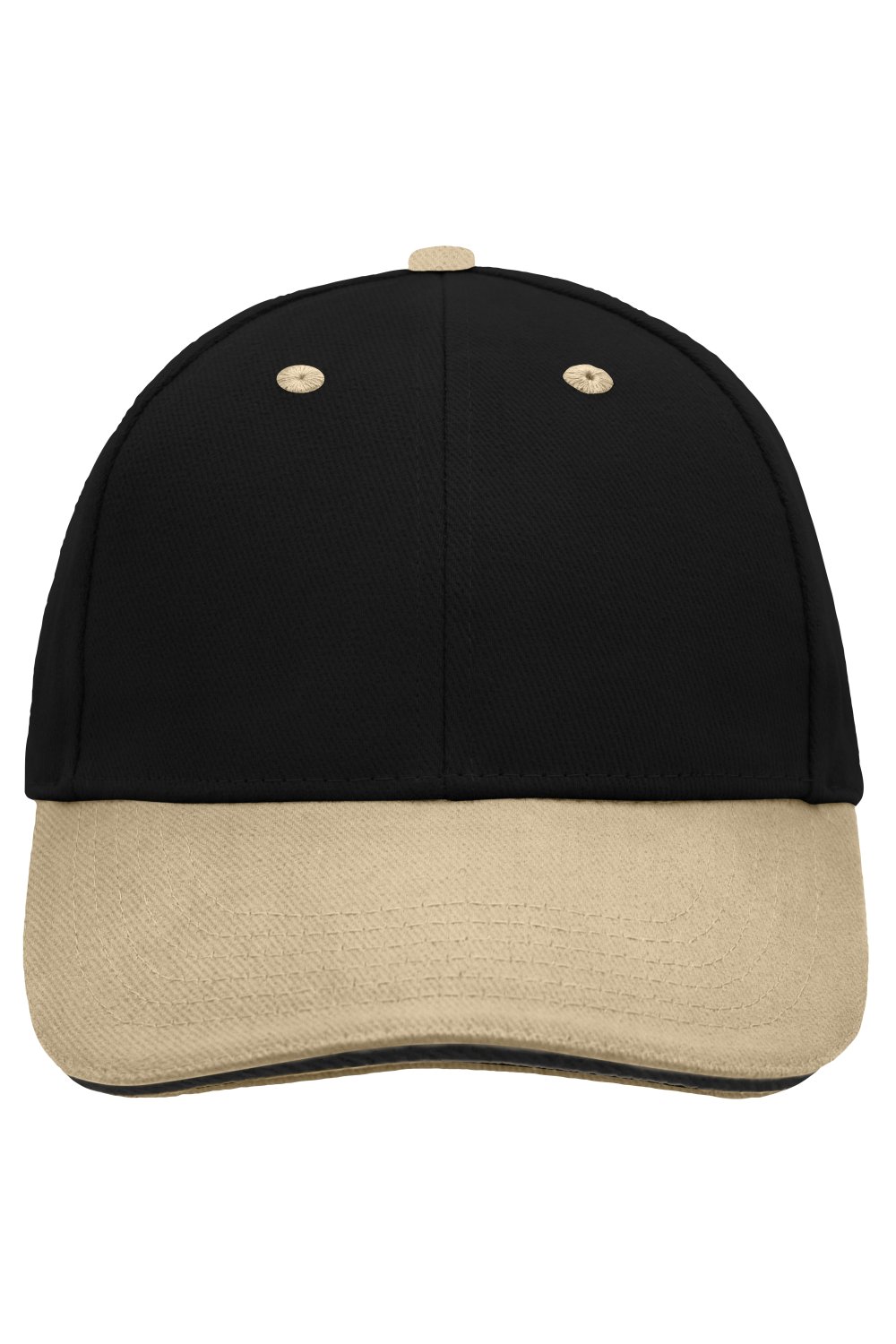 Daiber 6 Panel Sandwich Cap in Black/Beige/Black – Vorderansicht