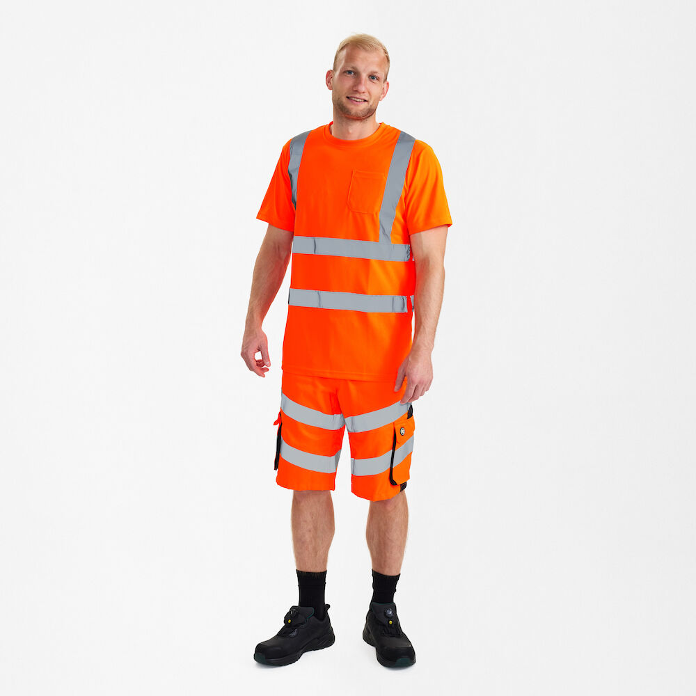 ENGEL Safety 9541-151 T-Shirt mit Brusttasche in Hi-Vis Orange – Modellansicht