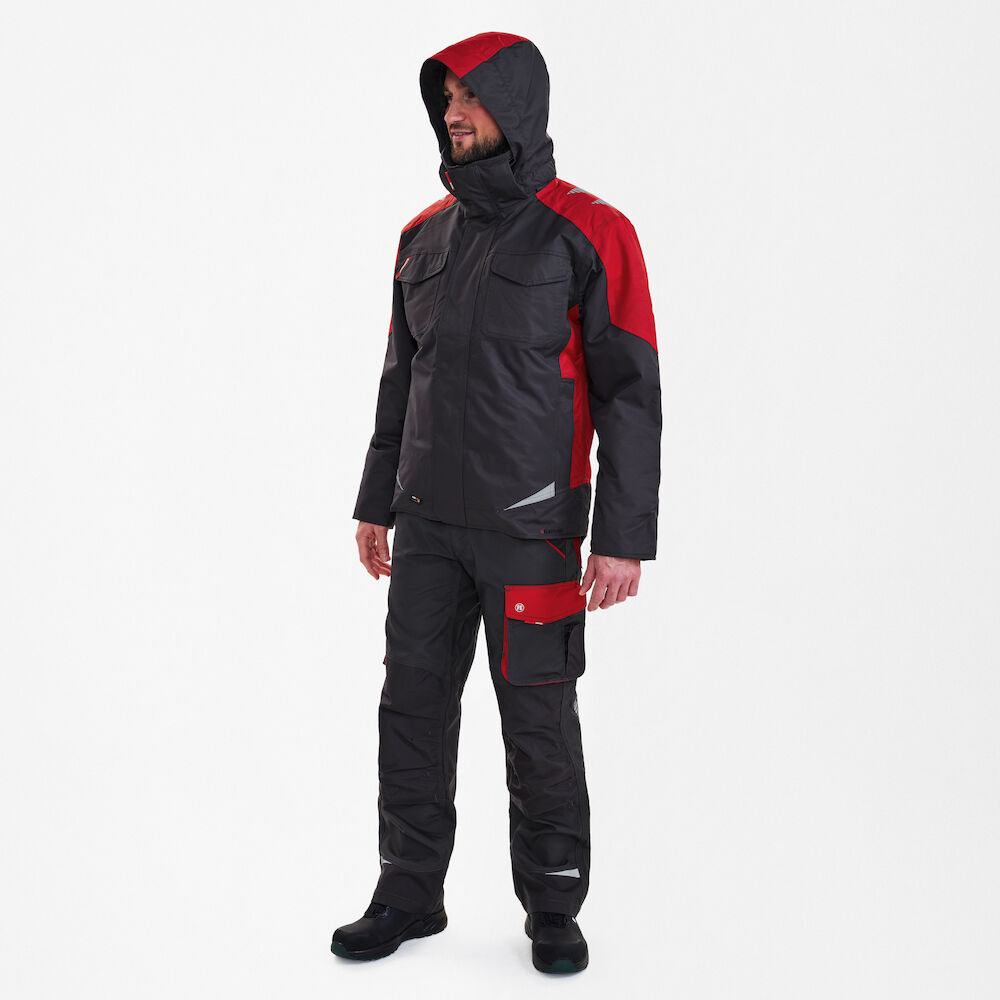 ENGEL Galaxy 1410-354 Winterjacke in Anthrazit Grau/Tomato Red – Modellansicht