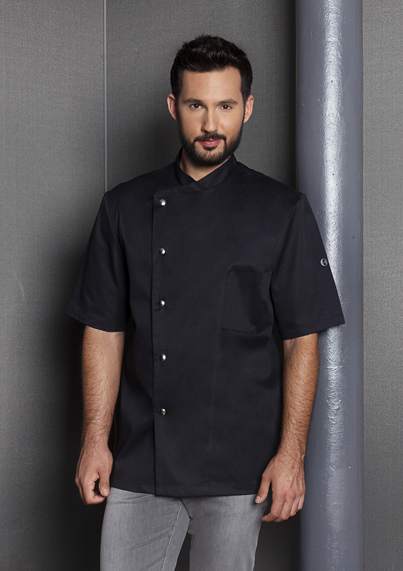 Karlowsky Kochjacke Gustav in Schwarz – Modellansicht