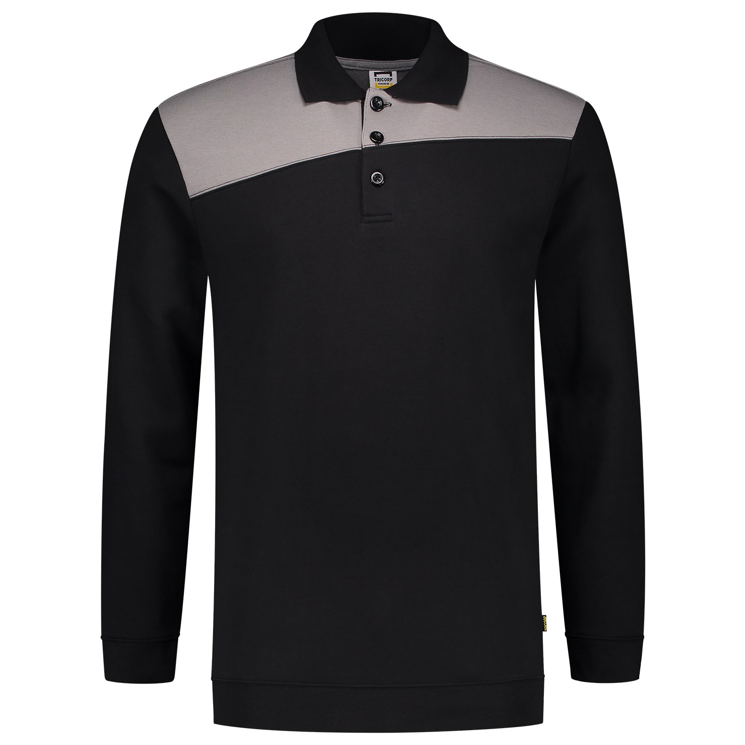 TRICORP Sweatshirt Polokragen Bicolor Quernaht in Black-Grey – Vorderansicht