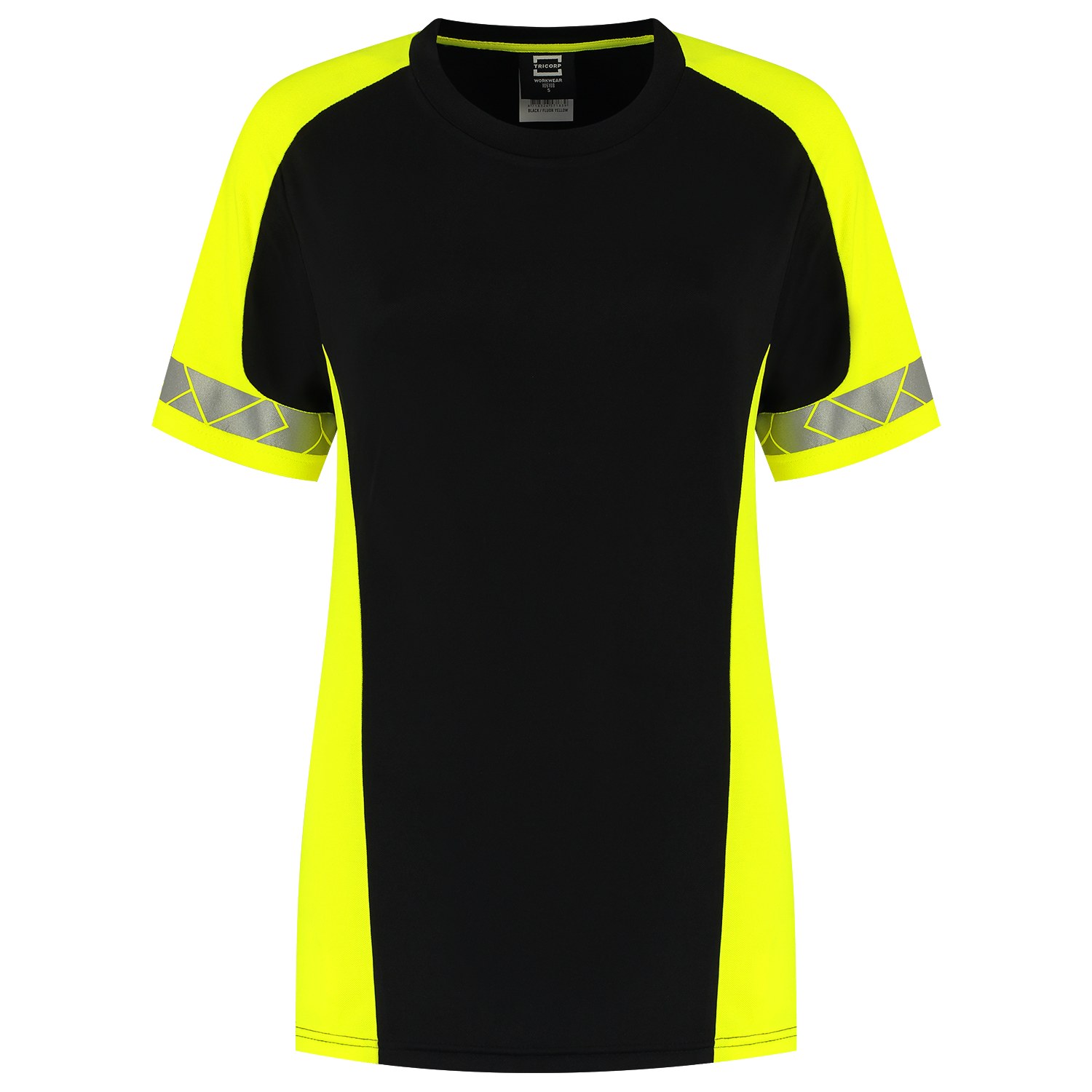 TRICORP T-Shirt Reflective Redefined Damen in Black-Fluoryellow – Vorderansicht