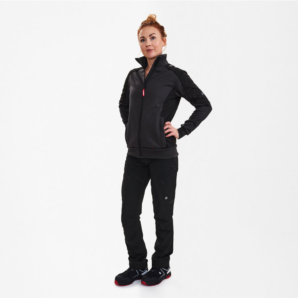 ENGEL Galaxy 8825-233 Damen Sweatcardigan in Anthrazitgrau/Schwarz – Modellansicht