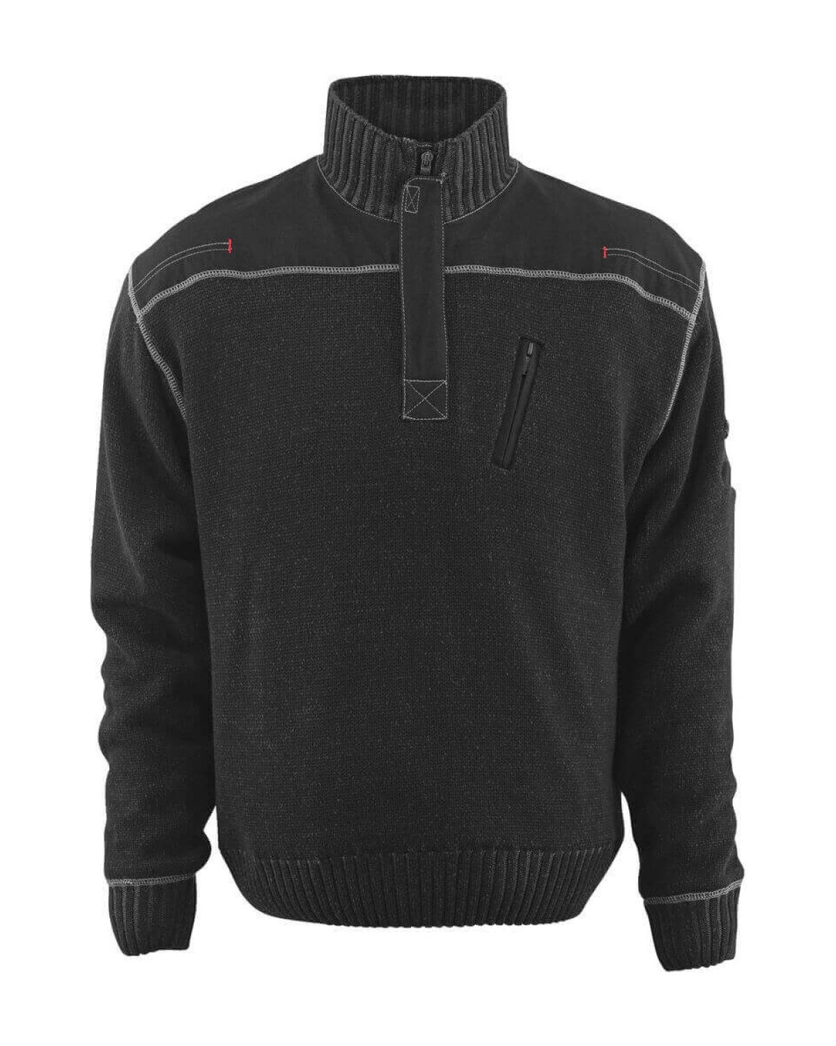 MASCOT Naxos Strickpullover mit kurzem Reißverschluss in Schwarz – Vorderansicht