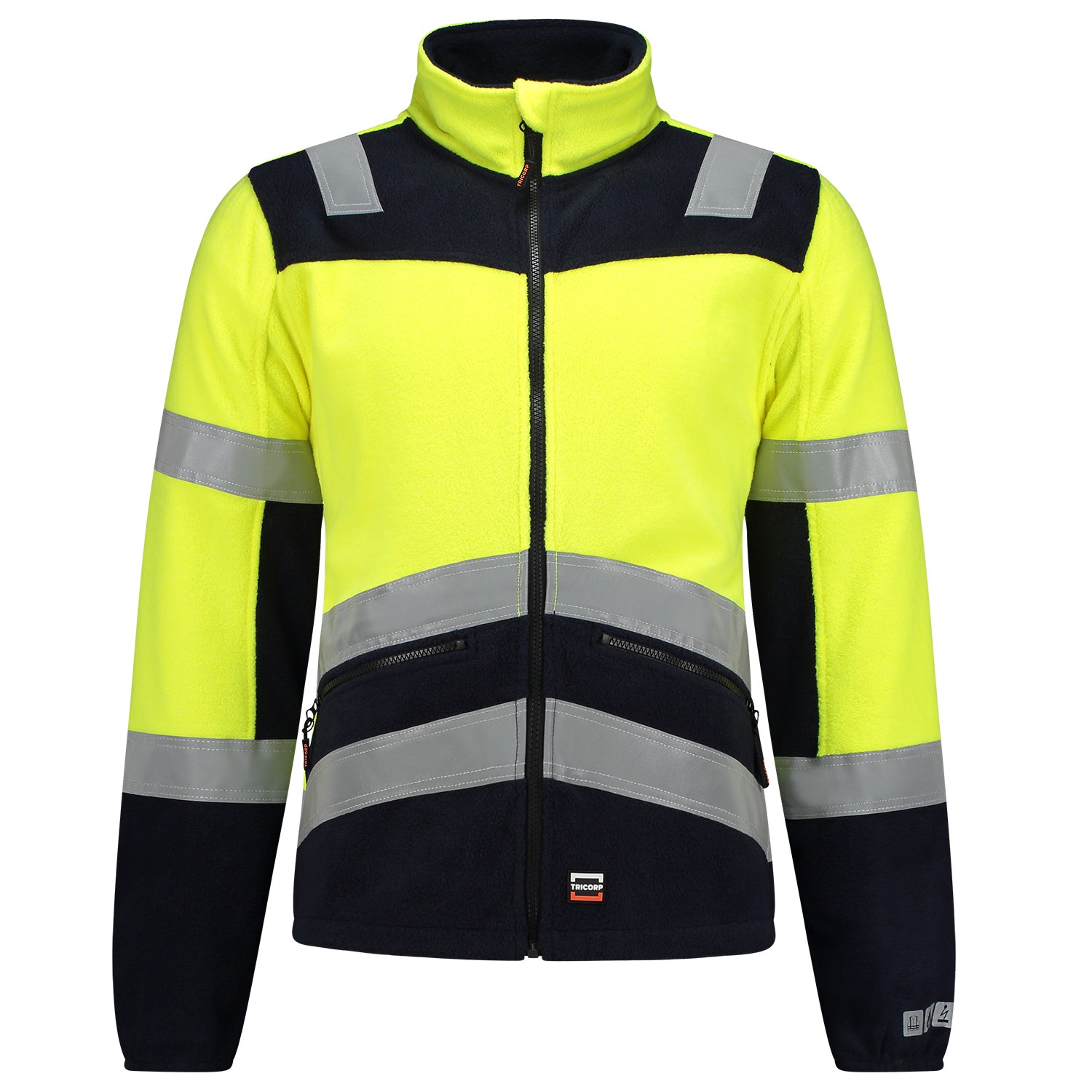 TRICORP Fleecejacke Multinorm Bicolor in Fluoryellow-Ink – Vorderansicht