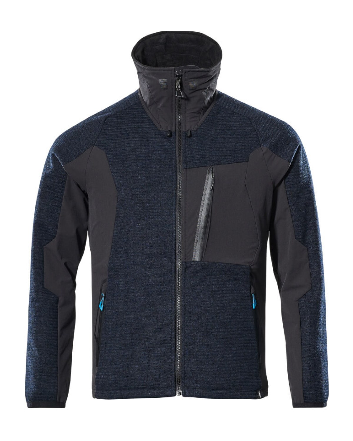 MASCOT Advanced Strickjacke mit Reißverschluss in Schwarzblau/Schwarz – Vorderansicht