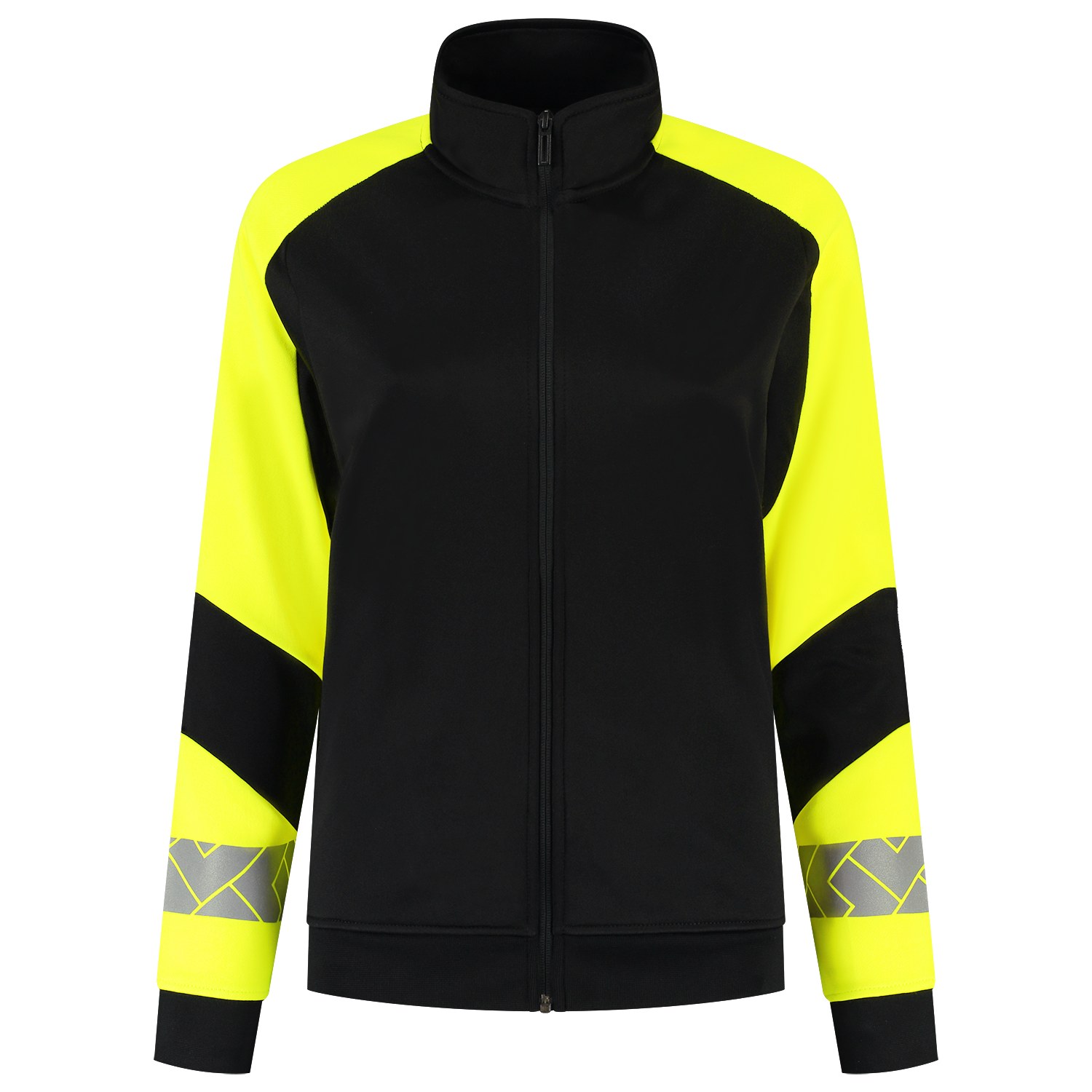 TRICORP Sweatjacke Reflective Redefined Damen in Black-Fluoryellow – Vorderansicht