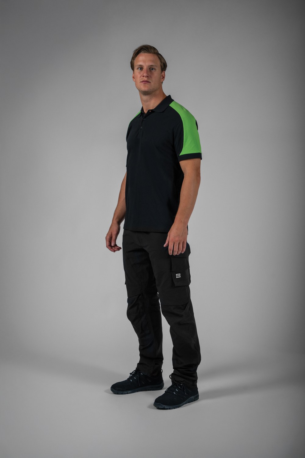 TRICORP Poloshirt Bicolor Redefined in Black-Lime – Modellansicht