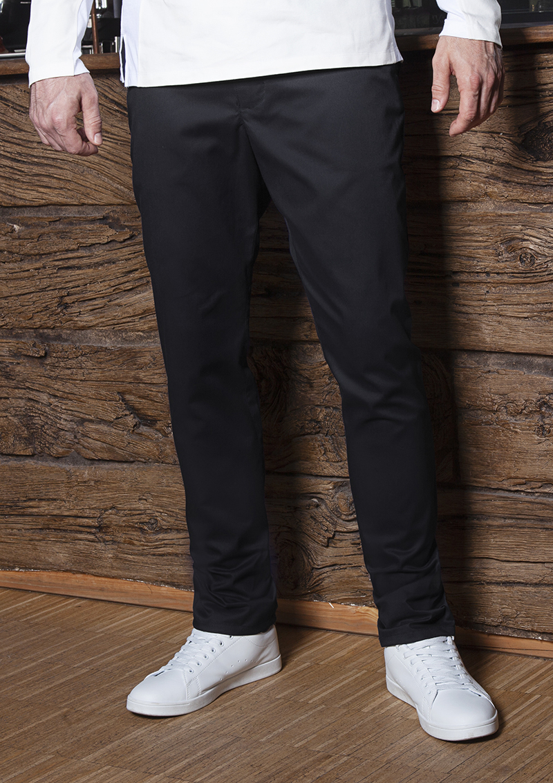 Karlowsky Herren Chinohose Modern-Stretch in Schwarz – Modellansicht