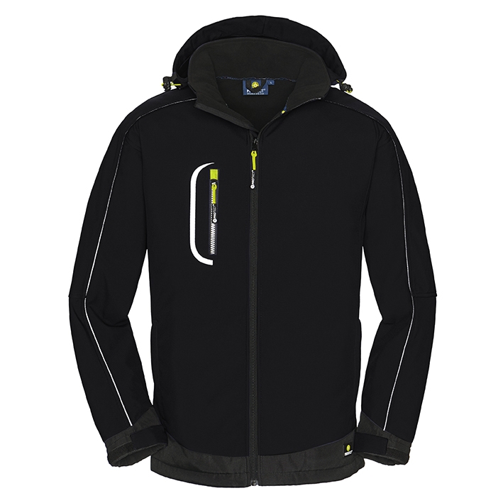 4PROTECT® Softshelljacke MONTANA in Schwarz – Vorderansicht