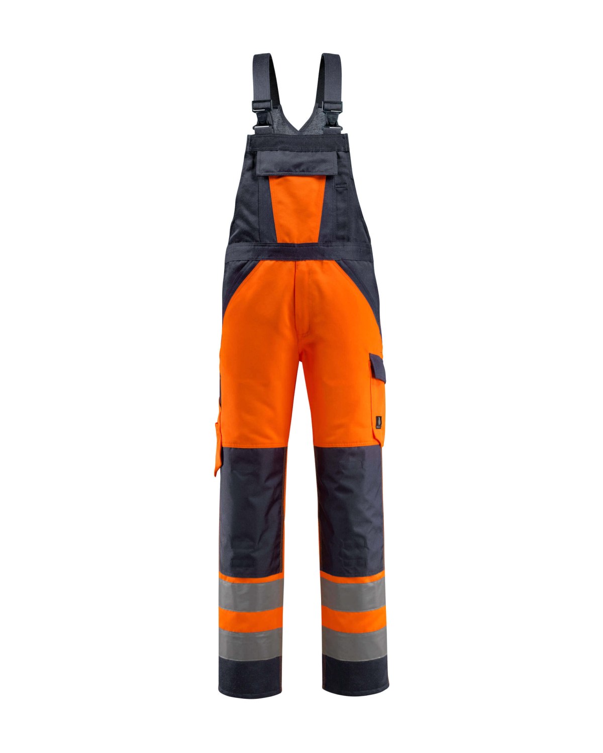 MASCOT Gosford Latzhose mit Knietaschen in Hi-Vis Orange/Schwarzblau – Vorderansicht