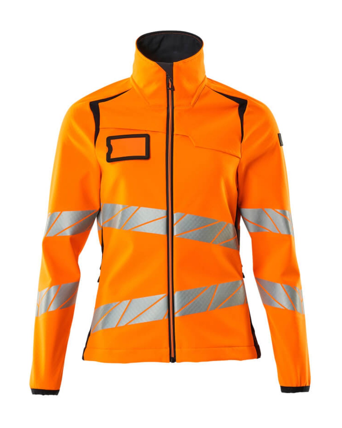 MASCOT Accelerate Safe Softshelljacke (Damen) in Hi-Vis Orange/Schwarzblau – Vorderansicht