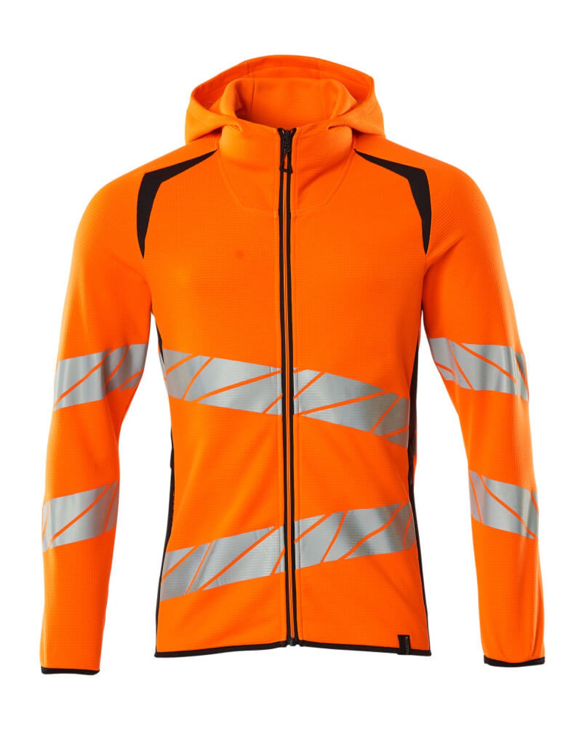 MASCOT Accelerate Safe Kapuzenpullover mit Reißverschluss in Hi-Vis Orange/Schwarzblau – Vorderansicht