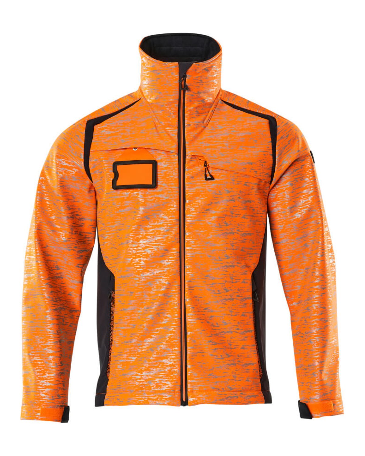 MASCOT Accelerate Safe Softshelljacke in Hi-Vis Orange/Schwarzblau – Vorderansicht