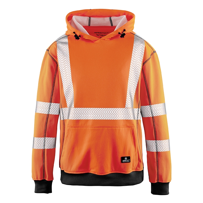 4PROTECT® Warnschutz UV-Hoodie Portland in Leuchtorange – Vorderansicht