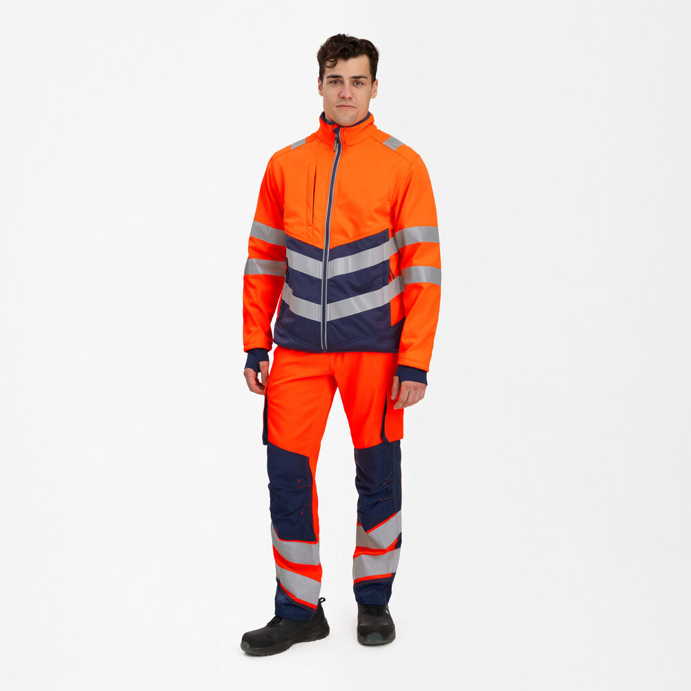 ENGEL Safety 1150-237 Softshelljacke in Orange/Blue Ink – Modellansicht