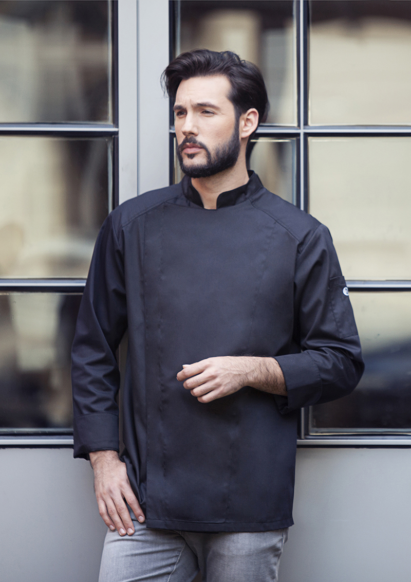Karlowsky Kochjacke Noah in Schwarz – Modellansicht
