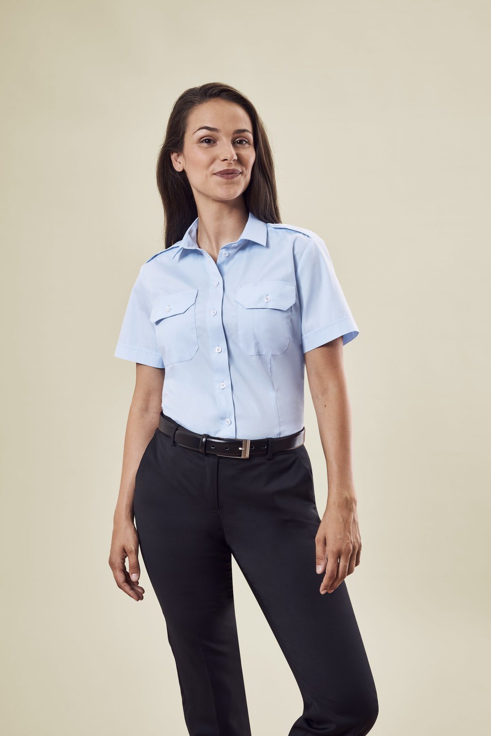 Greiff Damen-Pilotbluse 1/2 RF Simple in Bleu – Modellansicht