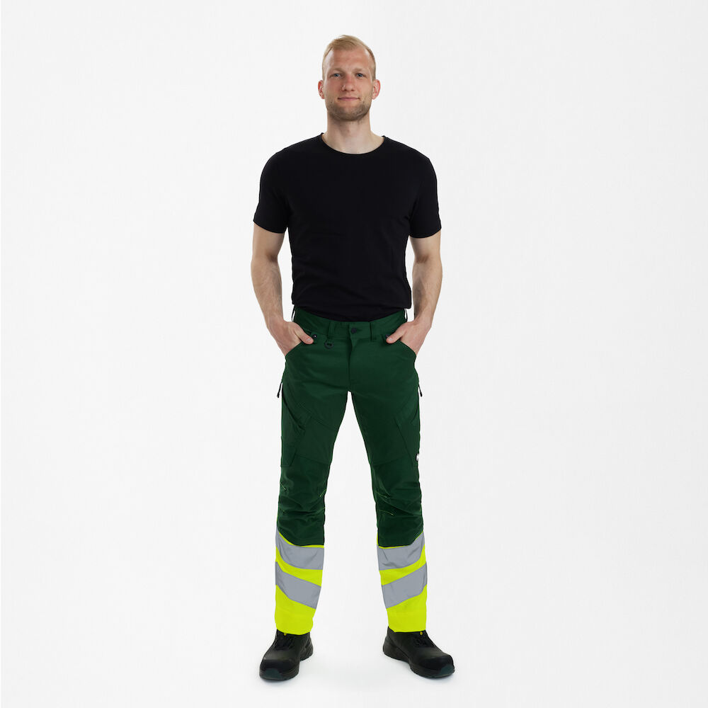 ENGEL Safety 2546-314 Arbeitshose mit 2-Wege-Stretch in Green/Hivis Yellow – Modellansicht